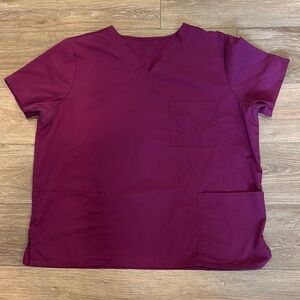 Women's Wine V-neck Scrub Top